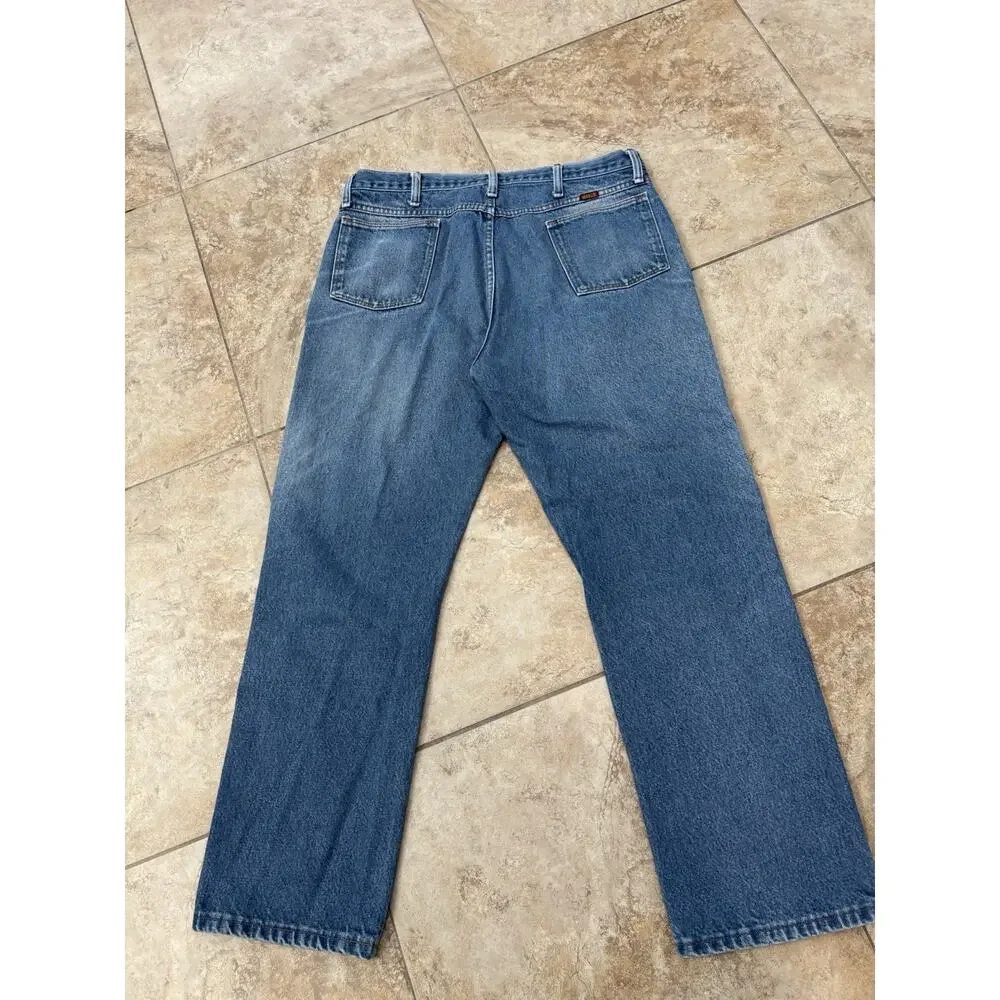 RUSTLER Men’s DENIM BLUE JEANS 34x28 PANTS Medium Wash